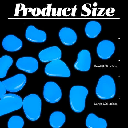 1.4LB 25-27mm Blue Glow in The Dark Pebbles Fish Tank Rocks Outdoor Glowing Rocks Luminous Stones for Walkway Pathway Backyard Glow in The Dark Rocks for Garden