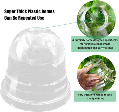 50 Pack Clear Plant Pot Domes, Transparent Seedling Domes Compatible with 4 Inch Seed Starter Pots for Indoor Outdoor Gardening(50Pcs, Clear)