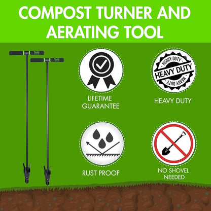 Yard Butler Aerators - Durable for Easy Lawn Care & Healthy Growth - Prevent Lawn Damage by Breaking Up Compaction - Ergonomic Gardening Tool, Compost Aerator