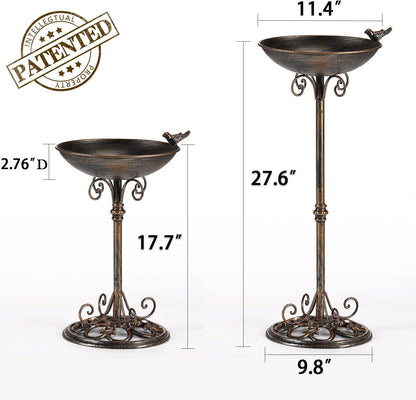 Diam 11.4" W*27.6" H Cast Iron Pedestal Bird Bath, Bird Baths for Outdoors, Seed Tray Garden Yard Decoration