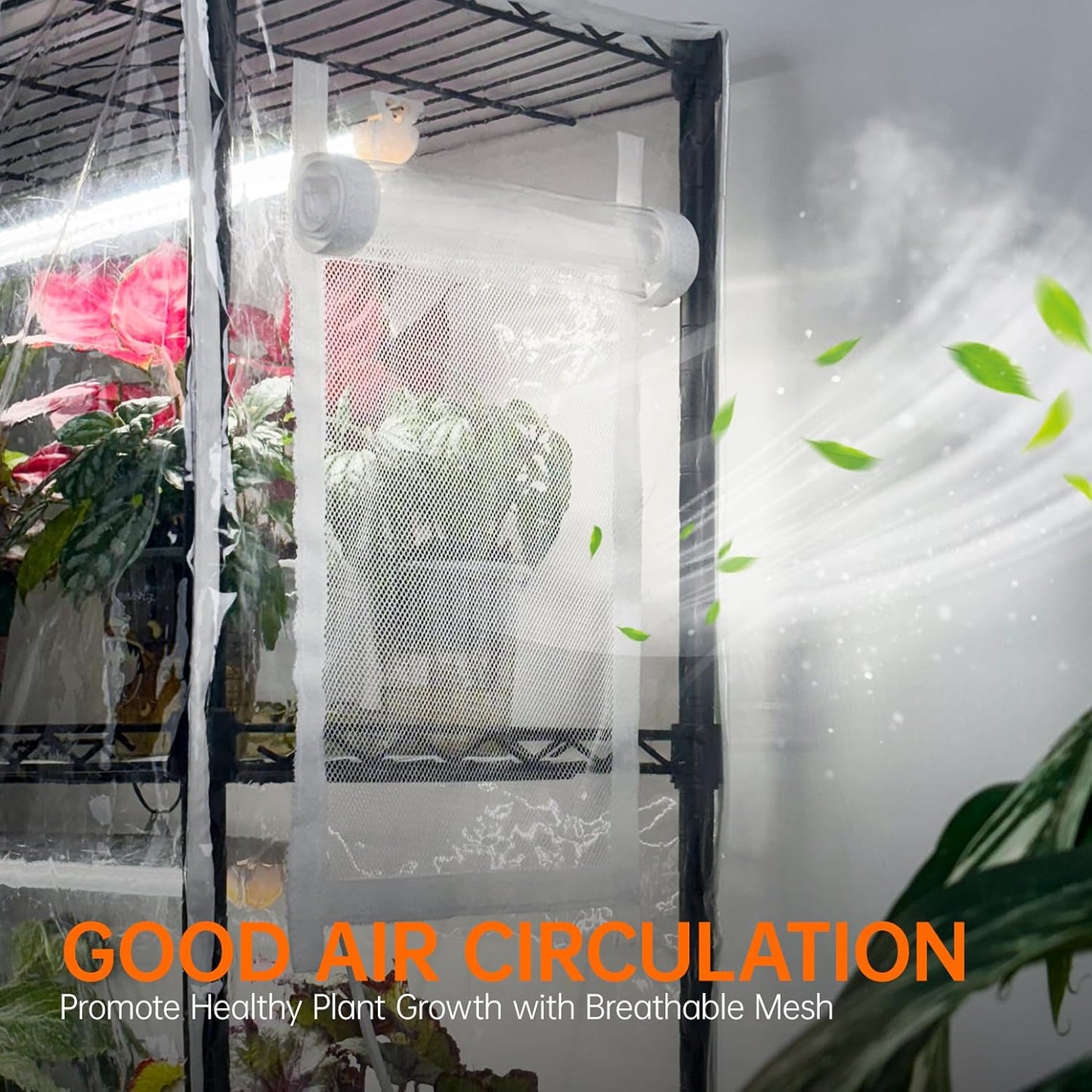 Indoor Greenhouse with Grow Light, Mini Green house with 4 Pack T8 Full Spectrum Plant Lights with Timer, Plant Shelf with Tent for Indoor Plant, Seed Starting, Seed Tray, 29.5"x13.8"x59"