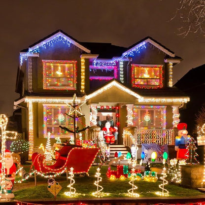 FULLBELL Fairy Lights Outdoor String Lights 33ft 100 LED with Memory Modes Controller, Extendable Christmas Lights Decorations for Wedding, Christmas, Party, Patio, Indoor Outdoor (Multicolor1)