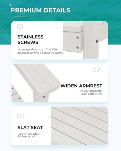 SERWALL Outdoor Dining Set for 6, HDPE Dining Furniture Set with Umbrella Hole Cut-Out Table and 1 Dining Bench and 4 Chairs, All Weather Outdoor Dining Bench Sets, White