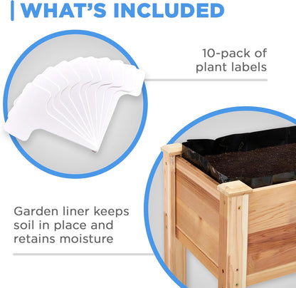 Jumbl, Cedar Raised Garden Bed, Elevated Wood Planter for Growing Fresh Herbs, Vegetables, Flowers, Succulents - 34x18x30”