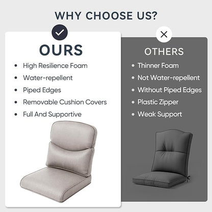 Patio Chair Cushions 6 Packs - Outside High Back Thick Water-Resistant Cushion 22x24 with Zipper Cover for Outdoor Glider Rocking Chairs Loveseat Couch Sofa – Beige/Crescent