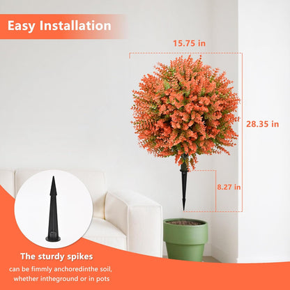 28" Artificial Boxwood Topiary Tree, UV Resistant Fall-Themed Faux Topiary for Outdoors & Indoors, Realistic Topiary Bush for Porch,Front Door, Patio,Thanksgiving & Seasonal Home Decor