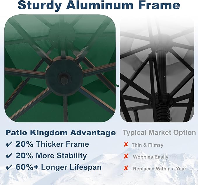 11FT Cantilever Umbrella with Base Large Curvy Outdoor Aluminum Offset Umbrella w/ 360° Rotation, UV Resistant Canopy for Patio, Garden, Backyard, Forest Green