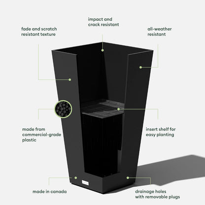 Veradek V-Resin Indoor/Outdoor Taper Planter, Set of 2 (30 inch, Black)