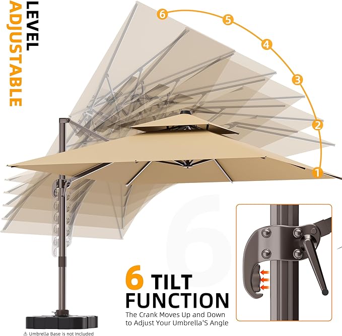 10' X 13' Outdoor Patio Umbrella Large Rectangle Cantilever Umbrella Heavy Duty 360°Rotation Offset Umbrella for Garden Deck Pool Patio,Brown