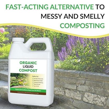 Organic Liquid Compost: Fast-Acting Alternative to Messy and Smelly Composting | Compost Tea Concentrate Perfect for Brewing Compost Teas (1 Gallon, Treats Up to 20,000 Sq.Feet)