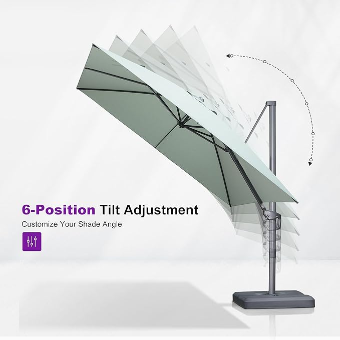 PURPLE LEAF 9' X 11.5' Rectangle Patio Umbrella Outdoor Large Aluminum Cantilever Umbrella with 3-Year Fade Resistance Recycled Fabric and 360-degree Rotation for Deck Pool Garden, Mint Green