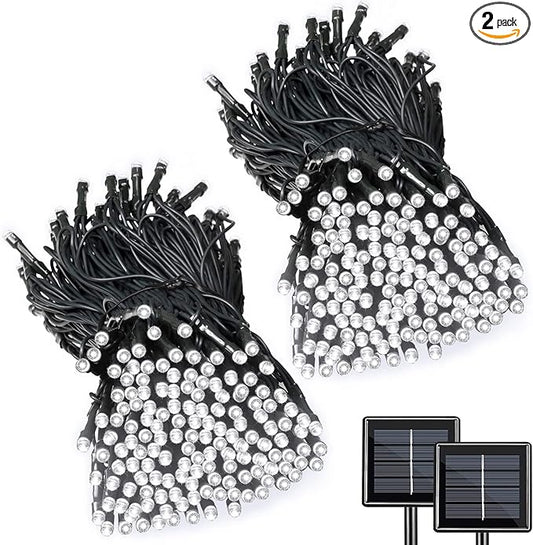 2 Pack Super-Long Solar String Lights Total 170Ft 480 LED 8 Modes Upgraded Solar Powered Outdoor Waterproof Christmas Fairy Lights for Xmas Tree Garden Lawn Wedding Party Decor(White)