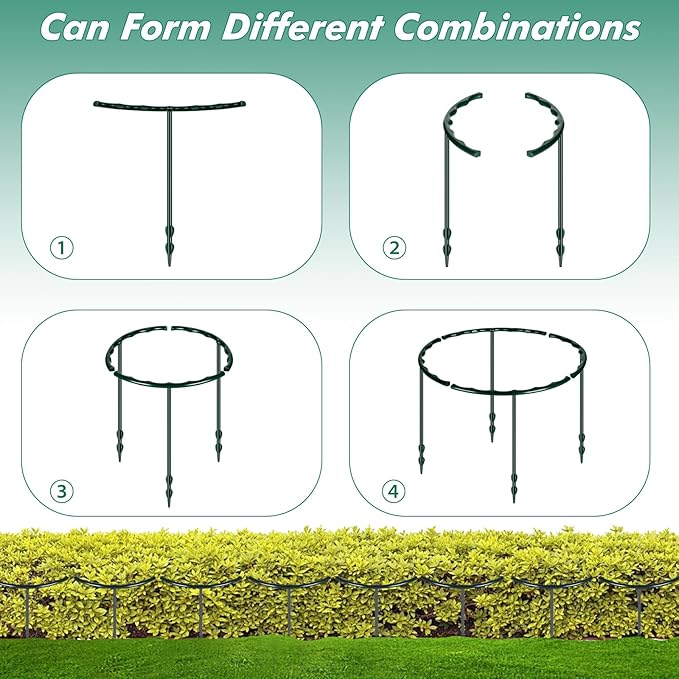 10 Pack Plant Support Plant Stakes Metal Half Round Search Support Ring Small Plastic Cage Holder Short Stem Flower Pot Climbing Trellis for House Flower Vegetable Indoor Leafy(5.7 x 9.8inch)