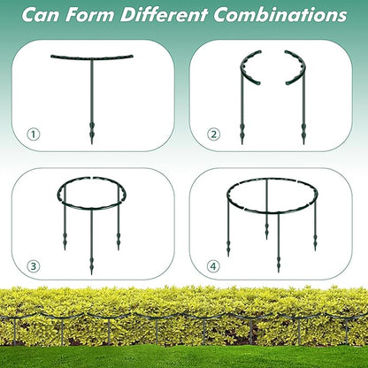 10 Pack Plant Support Plant Stakes Metal Half Round Search Support Ring Small Plastic Cage Holder Short Stem Flower Pot Climbing Trellis for House Flower Vegetable Indoor Leafy(5.7 x 5.9nch)