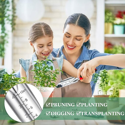 Honoson Garden Hand Trowel Transplant Trowel with Measurements Aluminum Alloy Planting Tools with Rubber Handle Small Gardening Hand Tools Shovels for Gardening Cultivating Transplanting Supplies