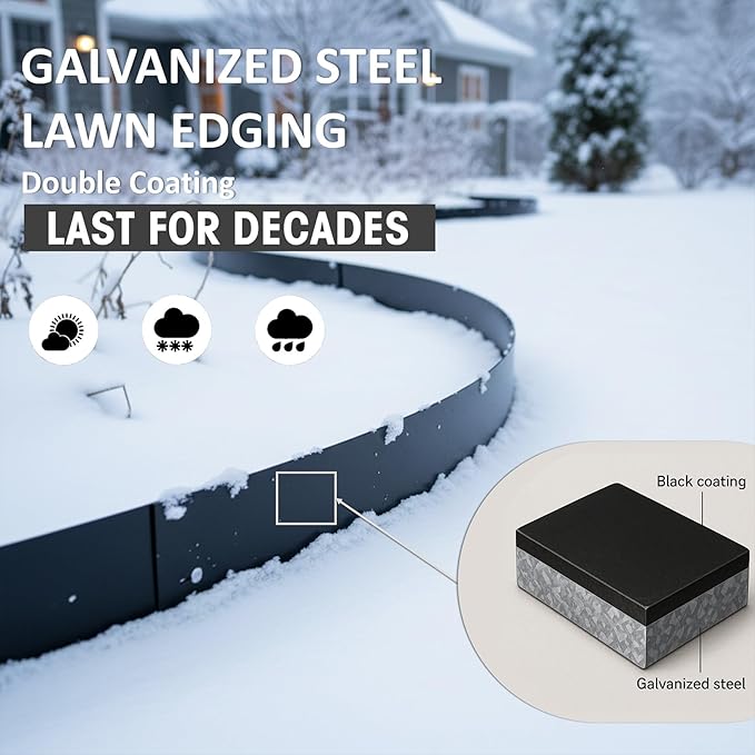 40"x10" Metal Landscape Edging, 6-Pack (20ft Total) – Rustproof Galvanized Steel Garden Border, Lawn & Flower Bed Edging, Decorative Hammer-in Outdoor Landscaping Border for Yard, Pathways & Driveways