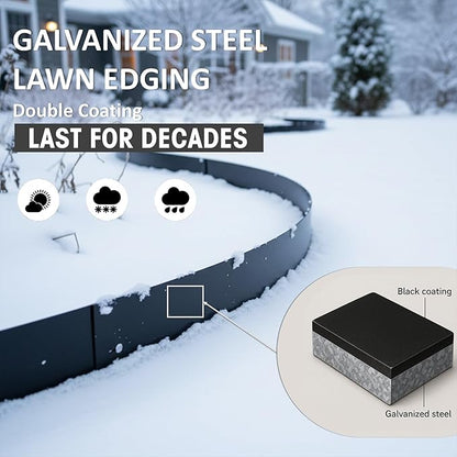 40"x10" Metal Landscape Edging, 6-Pack (20ft Total) – Rustproof Galvanized Steel Garden Border, Lawn & Flower Bed Edging, Decorative Hammer-in Outdoor Landscaping Border for Yard, Pathways & Driveways