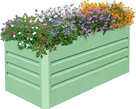 SnugNiture 4x2x2FT Raised Garden Bed Galvanized Planter Garden Boxes Outdoor, Deep Root Planter Raised Bed for Vegetables Flowers Herbs,Green