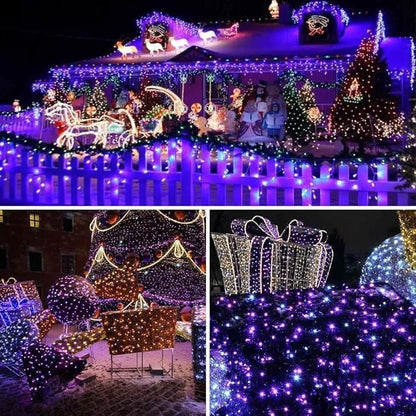 FULLBELL Fairy Lights Outdoor String Lights 33ft 100 LED with Memory Modes Controller, Extendable Christmas Lights Decorations for Wedding, Christmas, Party, Patio, Indoor Outdoor (Purple)
