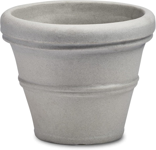 Crescent Garden Brunello Classic Rolled Rim Planter Pot, Indoor/Outdoor Weather-Safe Round Plant Pot, 27'' (Weathered Concrete)