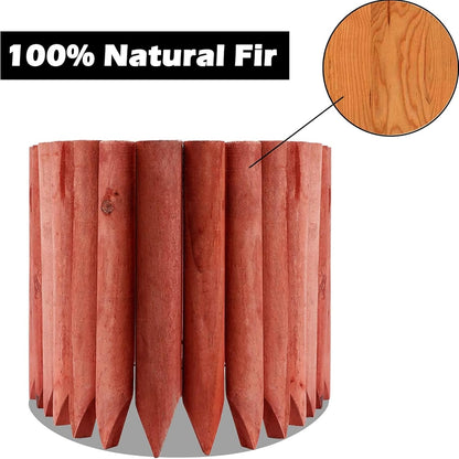 Worth Garden 3.5 Ft Wooden Short Fence Outdoor Landscape Edging Flexible Decorative Border - Tree Fence - Spring Garden & Yard Maintenance - 11.8'' H x 42'' L - (11.8'', Red) - K624A04