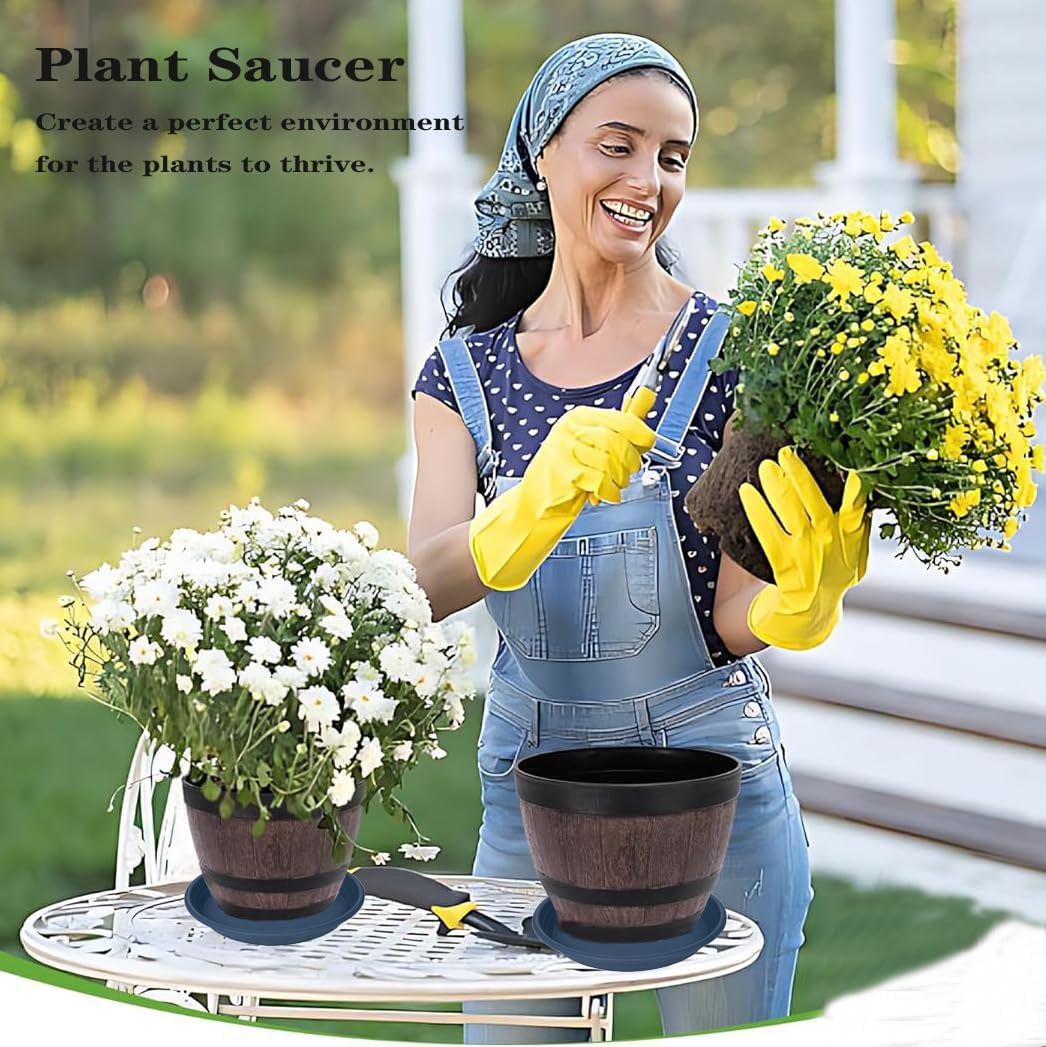 2 Pack of 22 inch Plant Saucer, Large Plant Tray, Heavy Sturdy Plant Drainage Tray for Indoors, Bird Bath Bowls, Sturdy Plastic Pot Tray for Planter 20 21"(Blue)