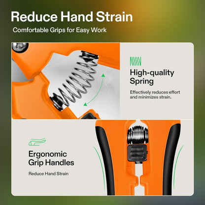 VIVOSUN 6-Pack 6.5 Inch Gardening Scissors Hand Pruner Pruning Shear with Straight Stainless Steel Blades Orange