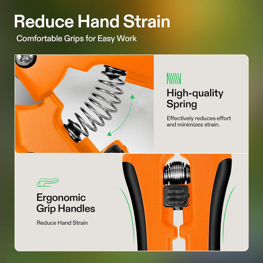 VIVOSUN 3-Pack 6.5 Inch Gardening Scissors Hand Pruner Pruning Shear with Straight Stainless Steel Blades Orange