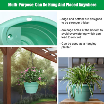 Plant Pots Set of 5, 10" Outside Diameter Flower Planter, 8.5" Inner Diameter Plant Planters with Drainage Hole, Durable Garden Pots Perfect for Indoor & Outdoor Plant Planting, Decor, Blue