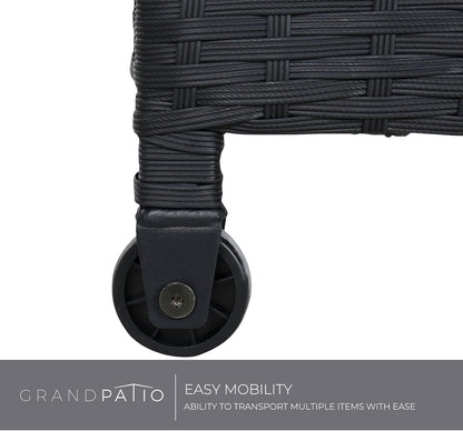 Grand patio 108 Gallon Deck Storage Box Indoor Outdoor Wicker Bin for Patio Furniture Cushions Garden Tools Pool Accessories, Black