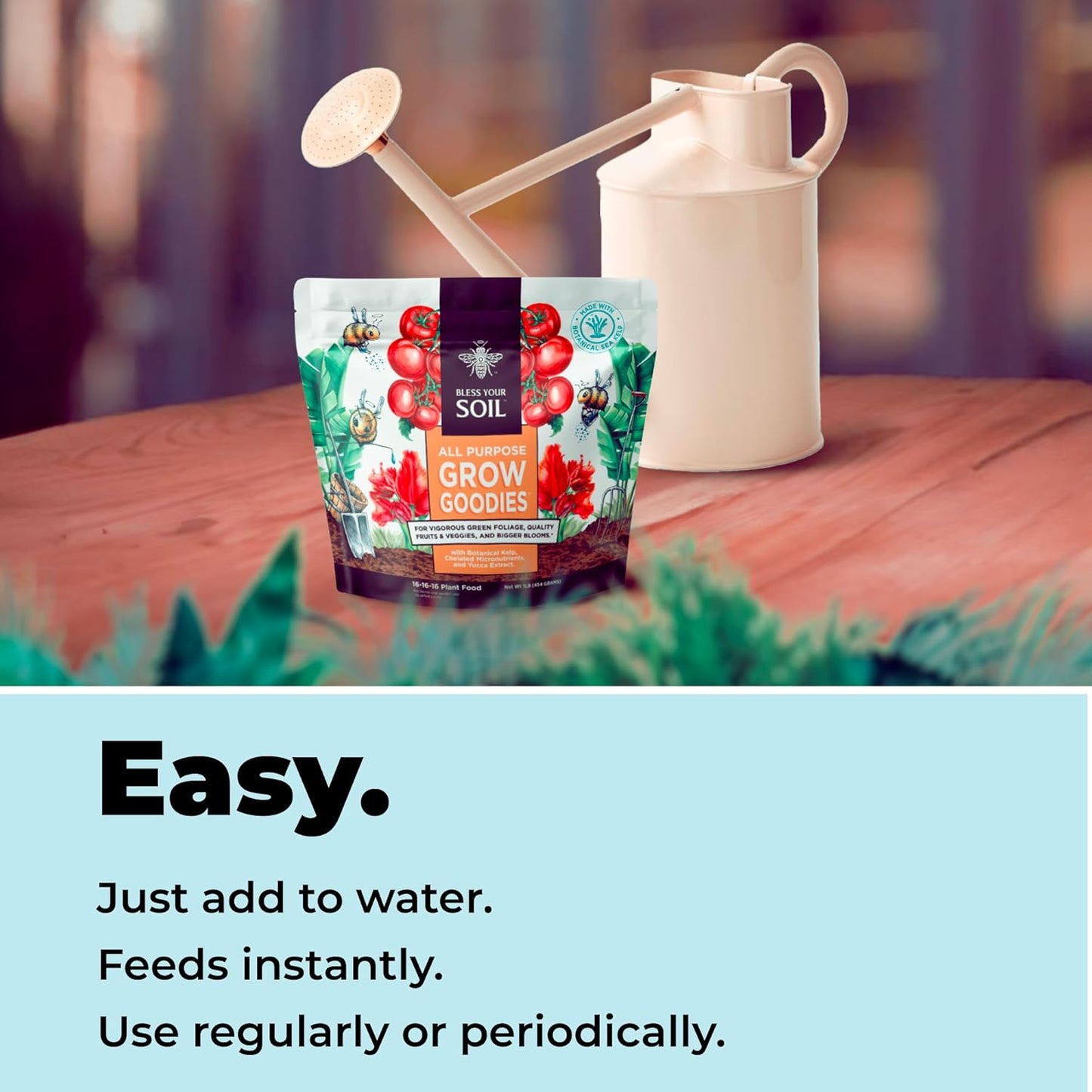 All Purpose Plant Food - Grow Goodies, High-Performance Fertilizer, Triple 16 NPK + Organic Superfoods and Micronutrients (Roses, Vegetables, Orchids, Tomatoes, Gardens, 1LB)