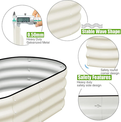 SnugNiture Galvanized Raised Garden Bed, 4x2x1ft Oval Metal Planter Box for Planting Outdoor Plants Vegetables