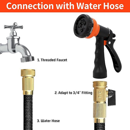 NEXCOVER Hose Nozzle 2PK, Garden Hose Nozzle with 7 Adjustable Watering Patterns, ABS Hose Nozzle Sprayer, Non-Slip Water Spray Nozzle for Watering Plants & Lawns, Cleaning, Washing Pets & Cars