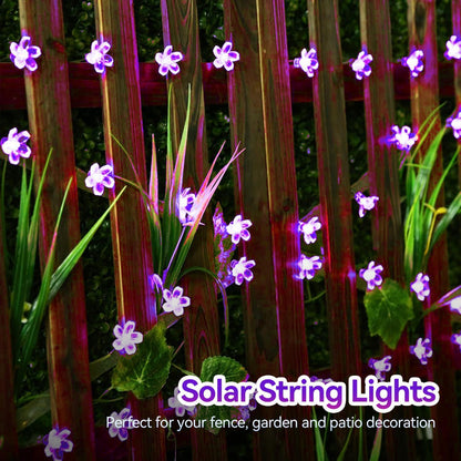 ITICdecor Outdoor Solar Flower String Lights Waterproof 50 LED Fairy Light Decorations for Christmas Tree Garden Patio Fence Yard Spring (Purple)