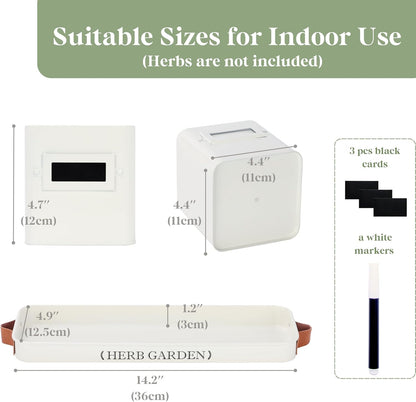 PERFNIQUE Indoor Herb Garden, Herb Planter Set with Tray, Farmhouse Indoor Plant Pots, Windowsill Herb Garden with Drainage(Planter only) for Indoor/Outdoor, Window Pots(White)