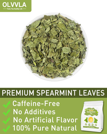 Olvvla - Spearmint Tea Bags - 1.5g X 50 Count - 100% Pure Natural Spearmint Leaves Herbal Tea - Non-GMO - Caffeine-free - Rich in Antioxidants & Promote Relaxation
