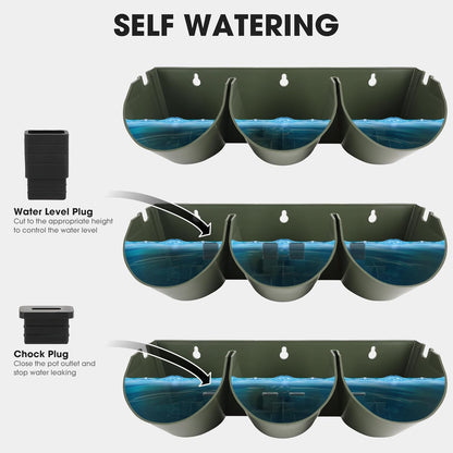 Worth Garden Upgraded 12 Sets (36-Pocket) Self Watering Stackable Vertical Planters - Wall Mounted Plastic Plant Grow Pots fr Strawberries Flowers Herbs - Indoor Outdoor Green Wall Decoration (Green)