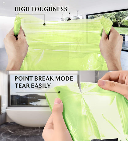 Compostable Trash Bags - FORID 13 Gallon Tall Kitchen Garbage Bags 80 Count Unscented Trash Can Liners 55 Liter Medium Wastebasket Bags for Bathroom Home Bedroom Office Garbage Can (5Rolls/Green)