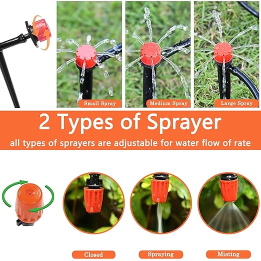 Drip Irrigation System, Irrigation System for Garden with 165FT 1/4 Inch Blank Distribution Tubing, DIY Saving Water Garden Watering System, Automatic Drip Irrigation Kits for Greenhouse Accessories