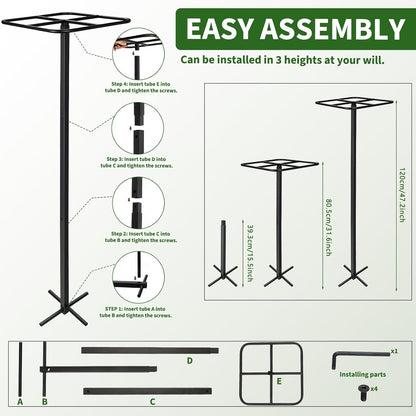 1 Pcs Adjustable Metal Dragon Fruit Plant Trellis 12" x 12" x 50" Durable Vertical Support Tower Plant Cage for Gardening Climbing Plants Trees Cactus Outdoor Garden, Installation Required