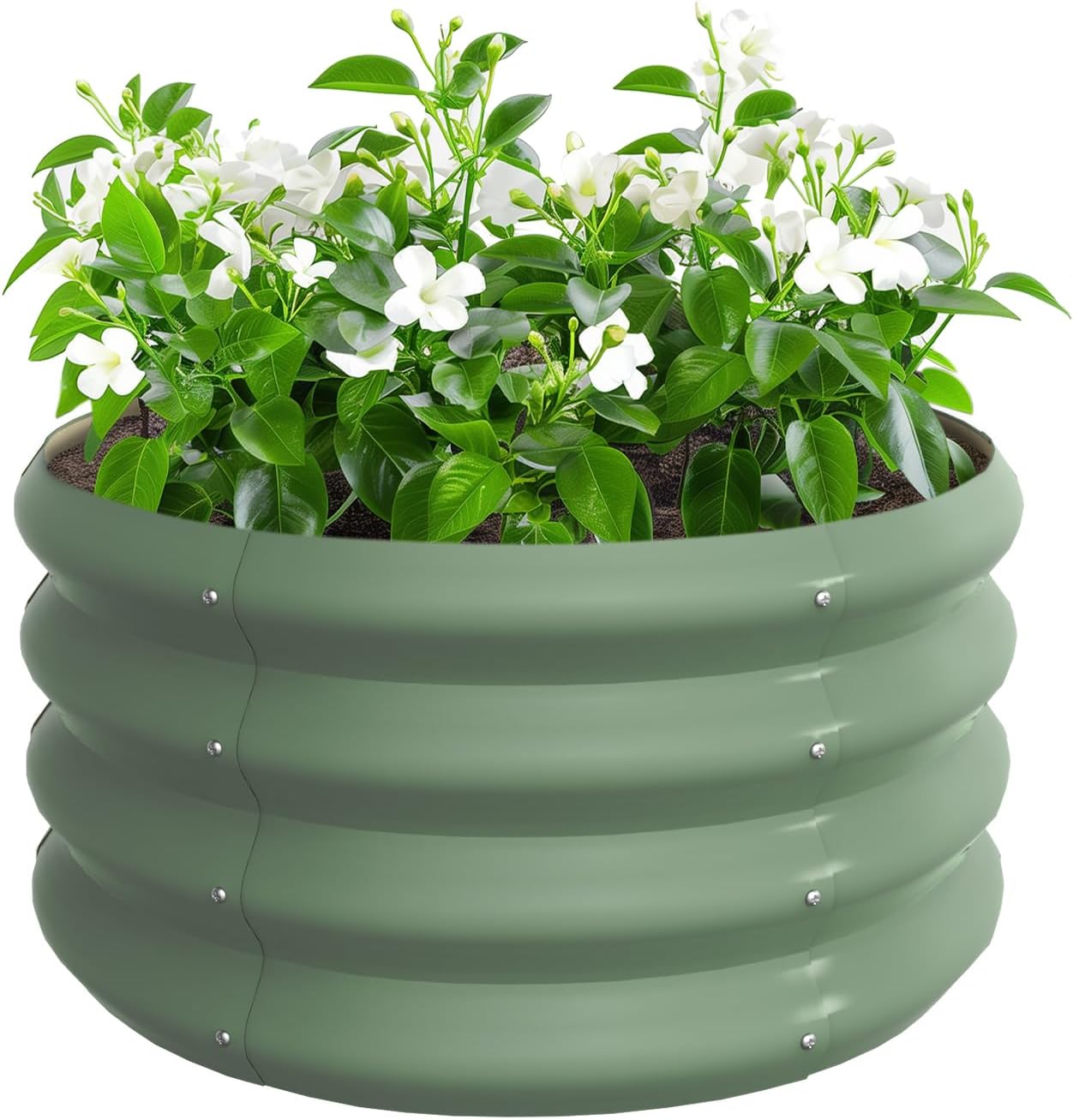 2x2x1ft Round Galvanized Raised Garden Bed Outdoor Metal Planter Box Raised Beds for Gardening,Vegetables,Fruits,Flowers & Herbs (Green)