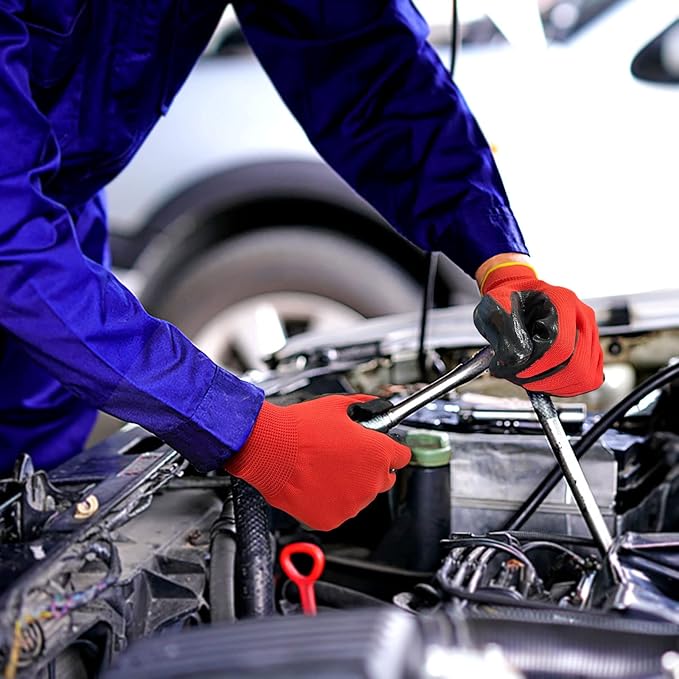 Evridwear Nitrile Coated Work Gloves,Superior Oil Resistance with Grip for Men Women Automotive,Gardening, Mechanic