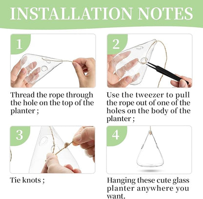 Glasseam Hanging Planters Glass Terrarium: 5Pcs Modern Plant Propagation Stations Hydroponic Wall Vases for Air Plants Flowers Indoor Window Home Decor