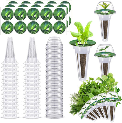 90pcs Hydroponic Seed Pod Kit Include 30pcs Plant Replacement Basket Containers,30 Grow Domes and 30 Seed Label Compatible with Hydroponic Growing Garden System(0.5 Inch,White)