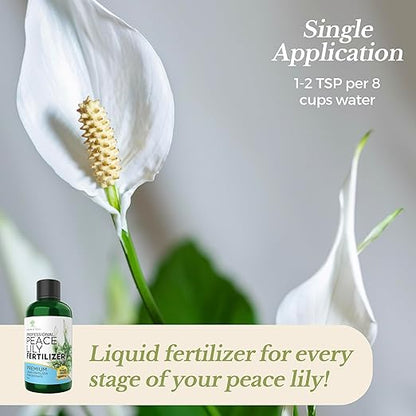 Professional Liquid Peace Lily Plant Fertilizer | 3-1-2 Concentrate for Plants and Flowers | Multi-Purpose Blend & Gardening Supplies | 8 oz Bottle