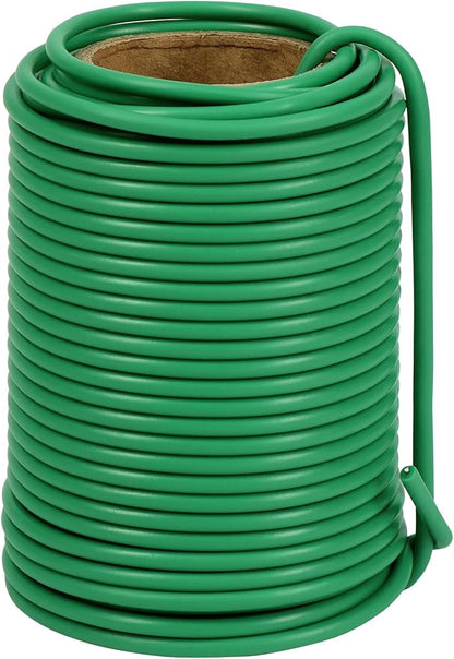 Tenn Well Garden Wire, 66 Feet 3.5mm Soft Rubber Coated Plant Ties, Green Gardening Twist Ties for Climbing Plants, Tomatoes, Vegetables, Climbing Roses