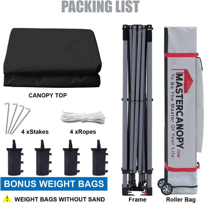 MASTERCANOPY Heavy Duty Pop-up Canopy Tent with Sidewalls (8x8,Black)