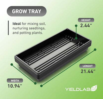 10x20 Inch Black Plastic 50 Pack Plant Propagation Tray – Growing Trays for Garden, Planting, Seedling, Soil & Hydroponic Horticulture - Microgreen Trays Grow Plants - No Drain Holes