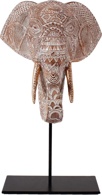 Abstract Art Elephant Head Resin Sculpture for Modern Home Decoration, Influencer Picks Adorning Items for Living Room, Office, Desk, Bookshelf, Shelf, Nightstand, TV Stand