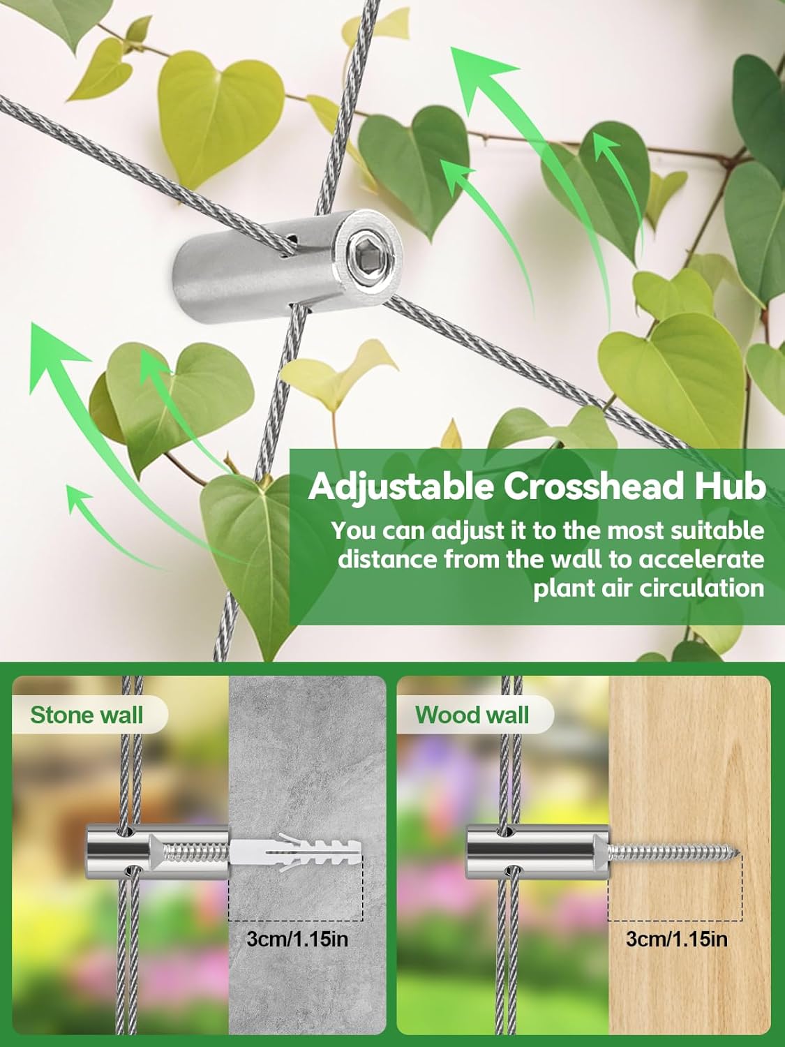 185PCS Wire Trellis for Climbing Plants, Kalolary 100FT Wall Wire Trellis Kit T316 Steel Garden Trellis with Cable & Cutter Wall-Mount Grape Vine Trellis for Outdoor DIY Flower Wall (Cylindrical)